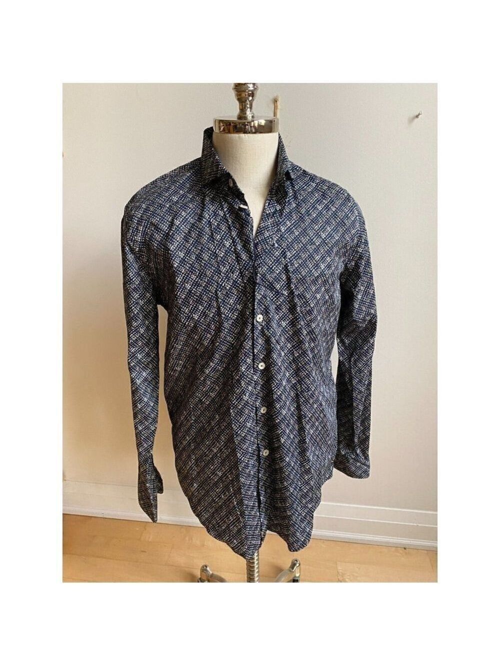 BLUE Industry Button Down Shirt Sz 42 "Army Graphic" - Picture 3 of 9